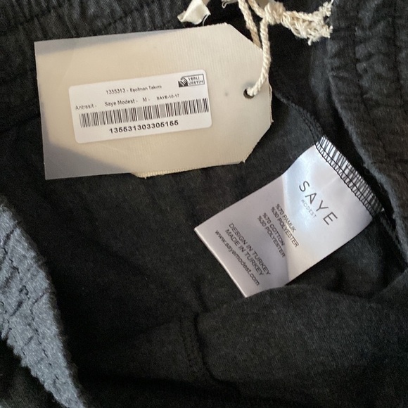 Saye dark grey Block Stripe Wide Leg Trousers joggers Sz M - Picture 10 of 11